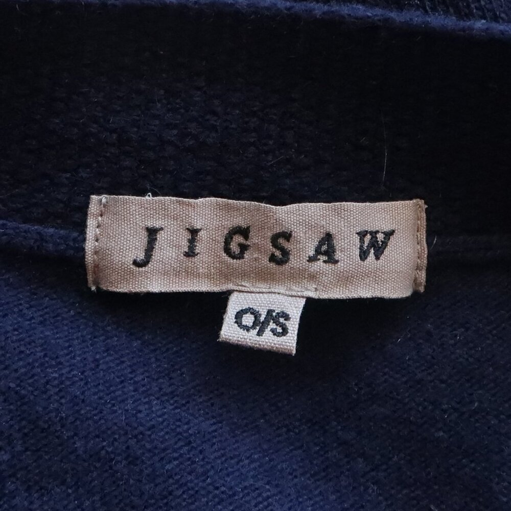 Jigsaw Navy Blue Knit Wool Cashmere Angora Button Front V-neck Sweater Cardigan - Picture 9 of 11